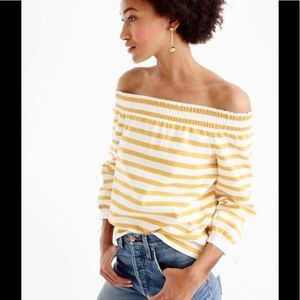 NWT J. Crew Striped long-sleeve off shoulder top.